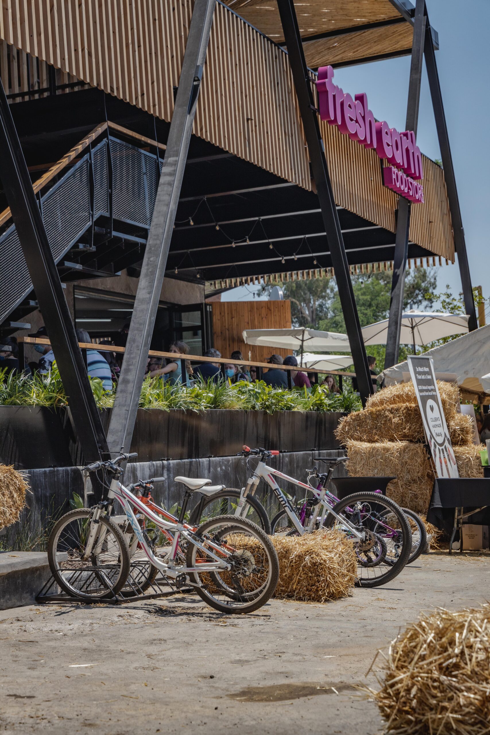 Bicycle racks outside the front of Delta Central